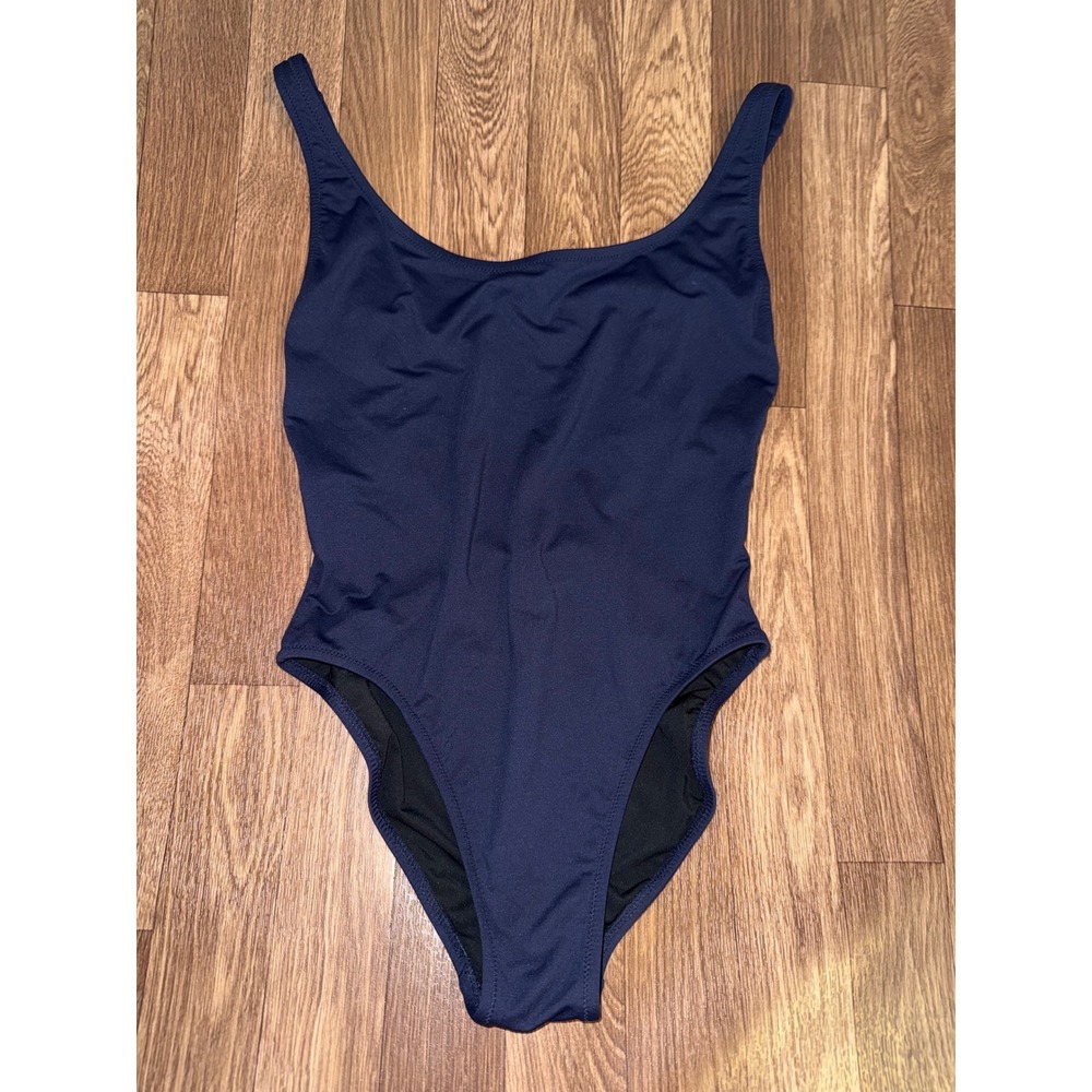 J.Crew Navy Blue Scoop Neck Low Back One Piece Swimsuit F8848 Womens 4